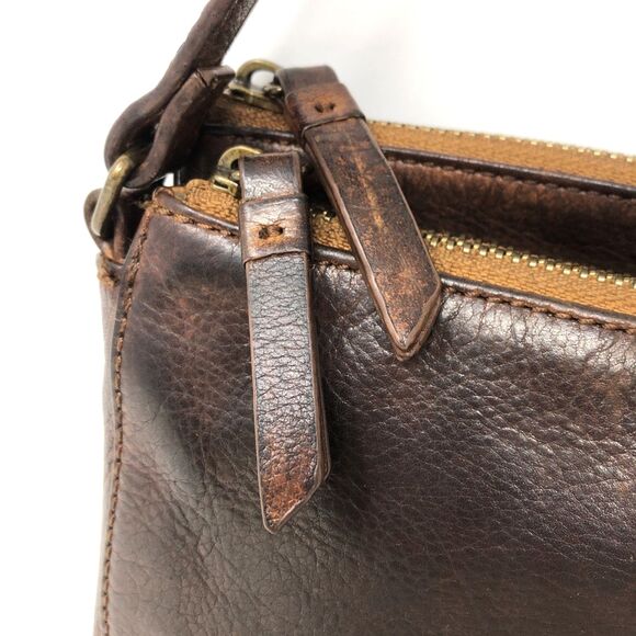 Margot New York Pebbled Leather Compact Cross Body Bag Cognac Brown Organizer - Picture 8 of 16